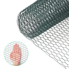 HANWRAPS chicken wire roll front view, green with hexagonal mesh