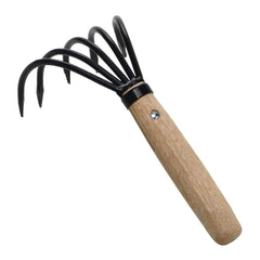 HAOHIYO Ninja Claw Rake front view with wooden handle