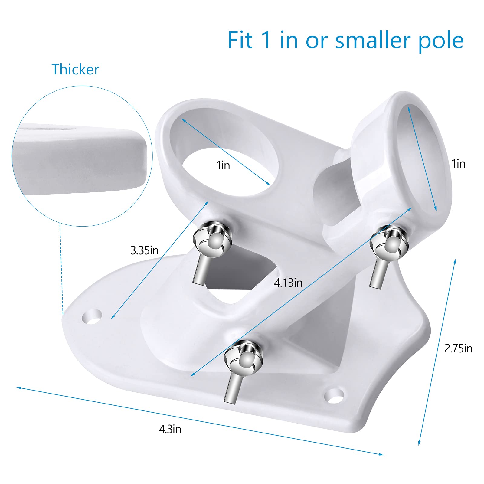 Haoridul Flag Pole Holder in white color with 1-inch diameter