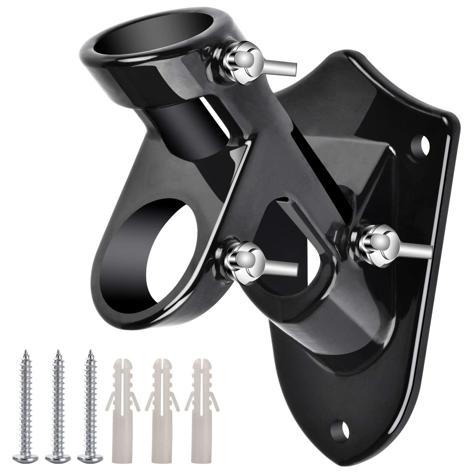 Haoridul flag pole holder shiny black front view