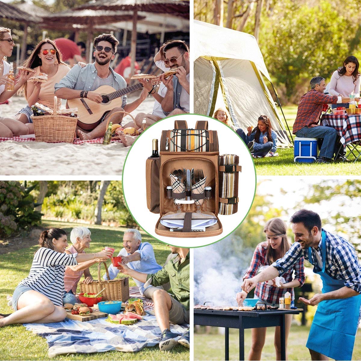Hap Tim Picnic Backpack with accessories laid out