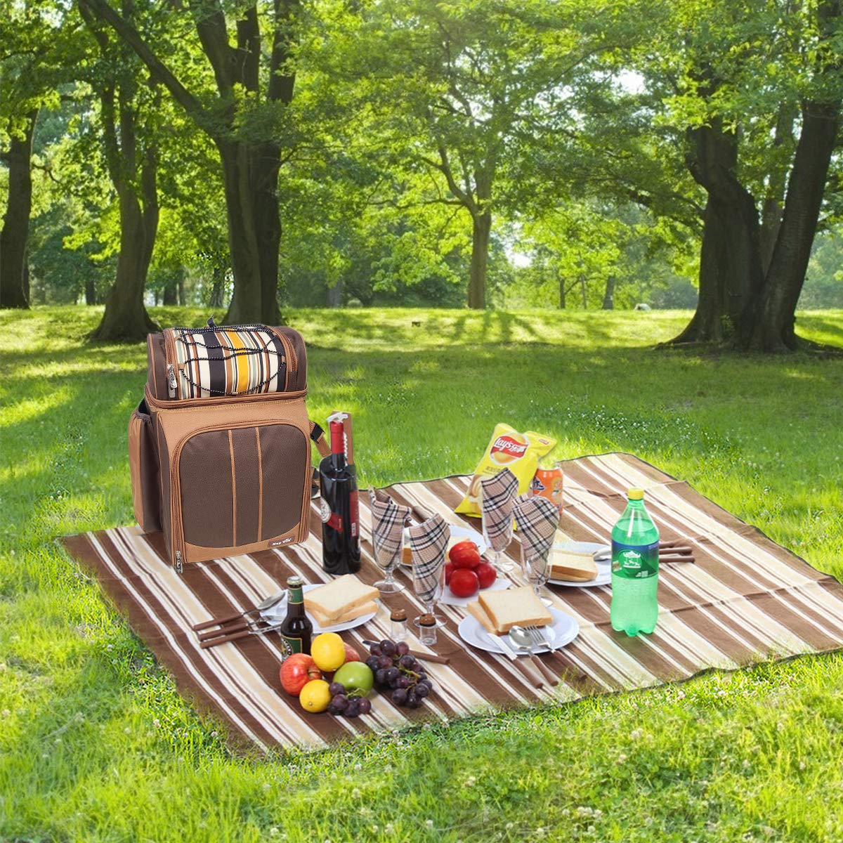 Hap Tim Picnic Backpack with all accessories laid out