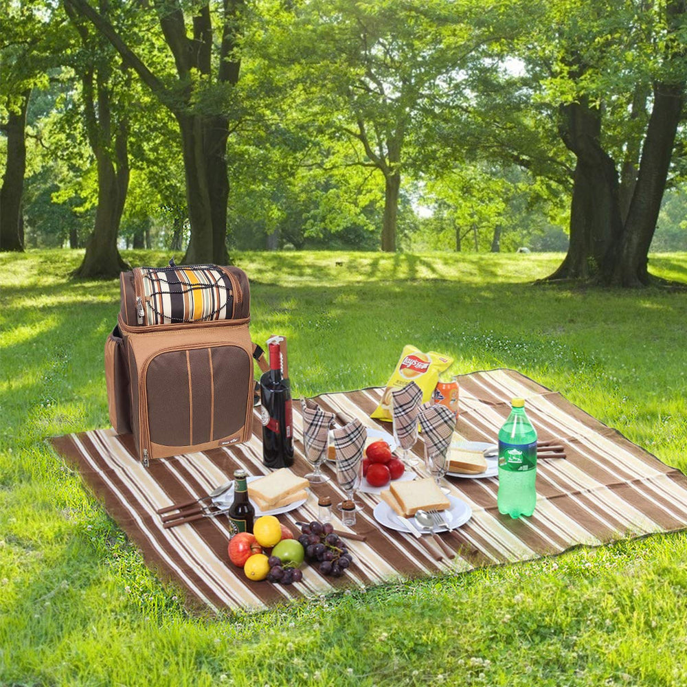 Hap Tim Picnic Backpack with all accessories laid out