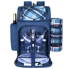 Hap Tim Picnic Basket Backpack for 2 in blue with cooler compartments