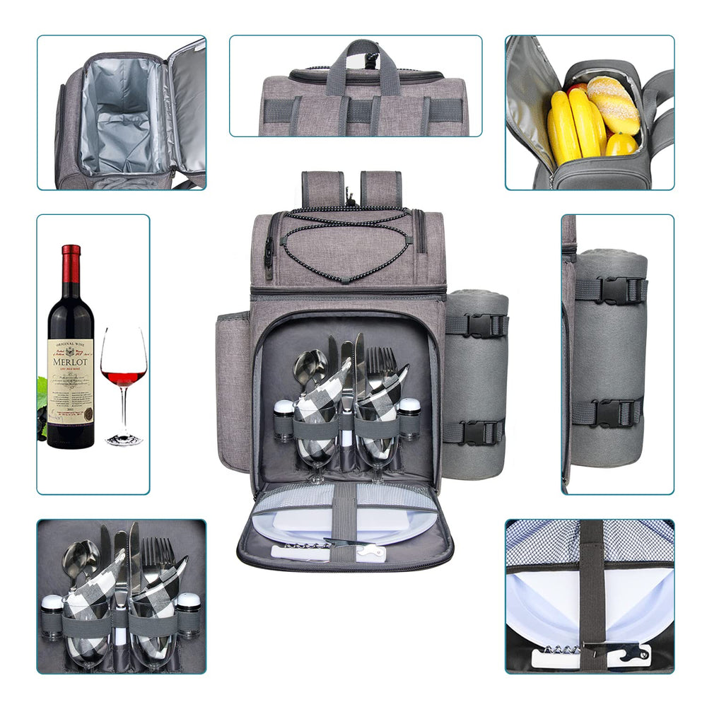 Hap Tim Picnic Basket Backpack side view with cooler compartments