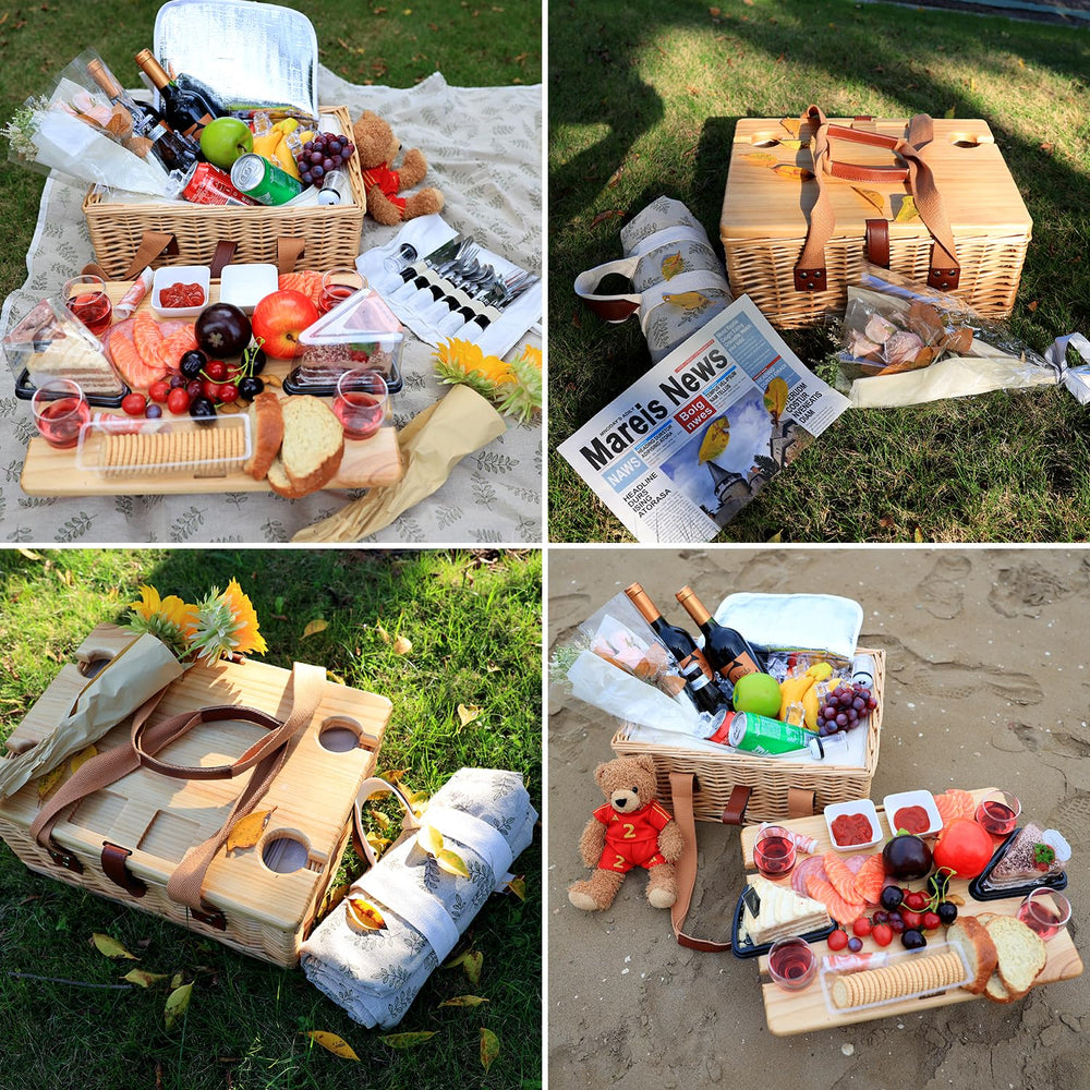 Hap Tim picnic basket set wrapped with gift ribbons