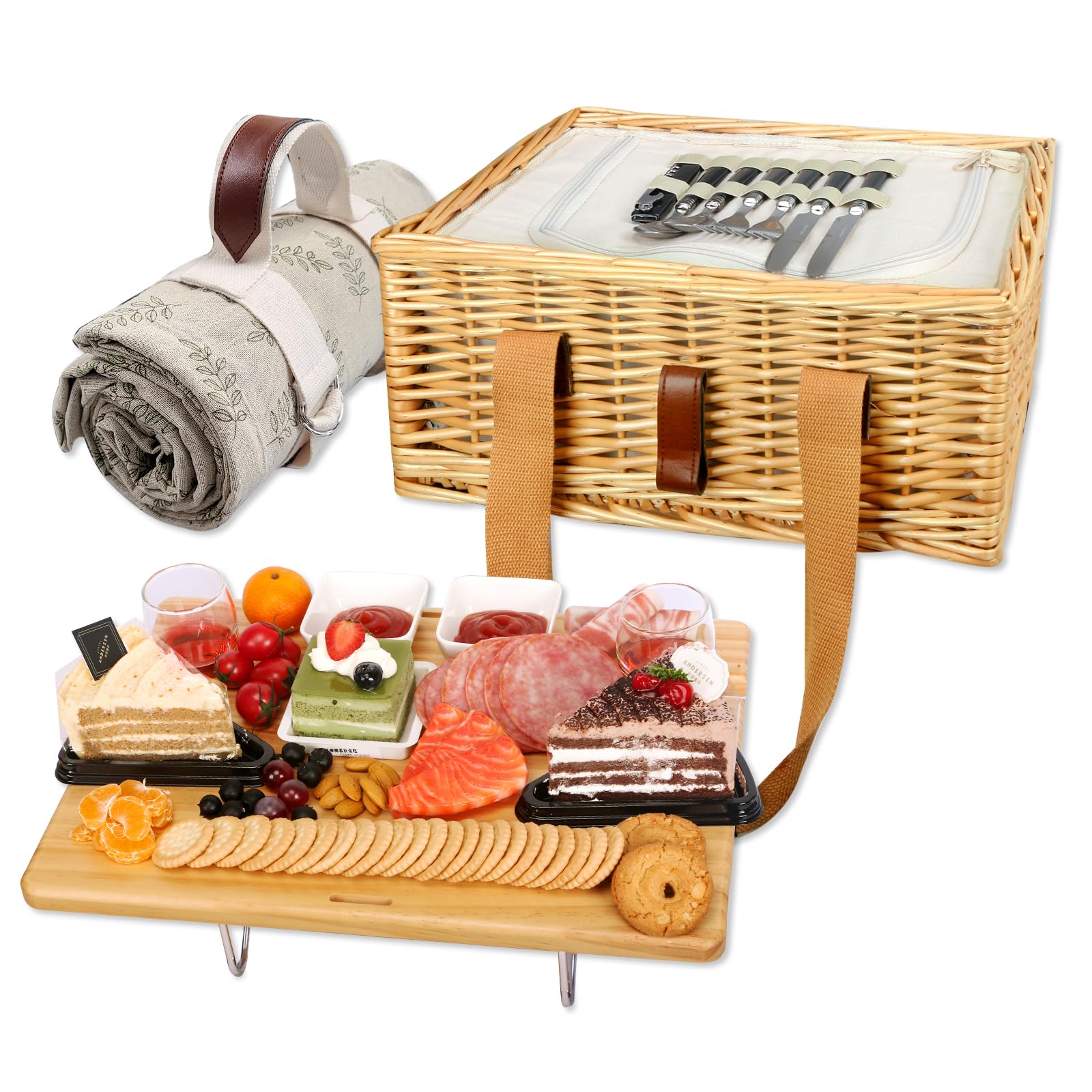 Hap Tim wicker picnic basket for 2 with cutlery and cooler bag