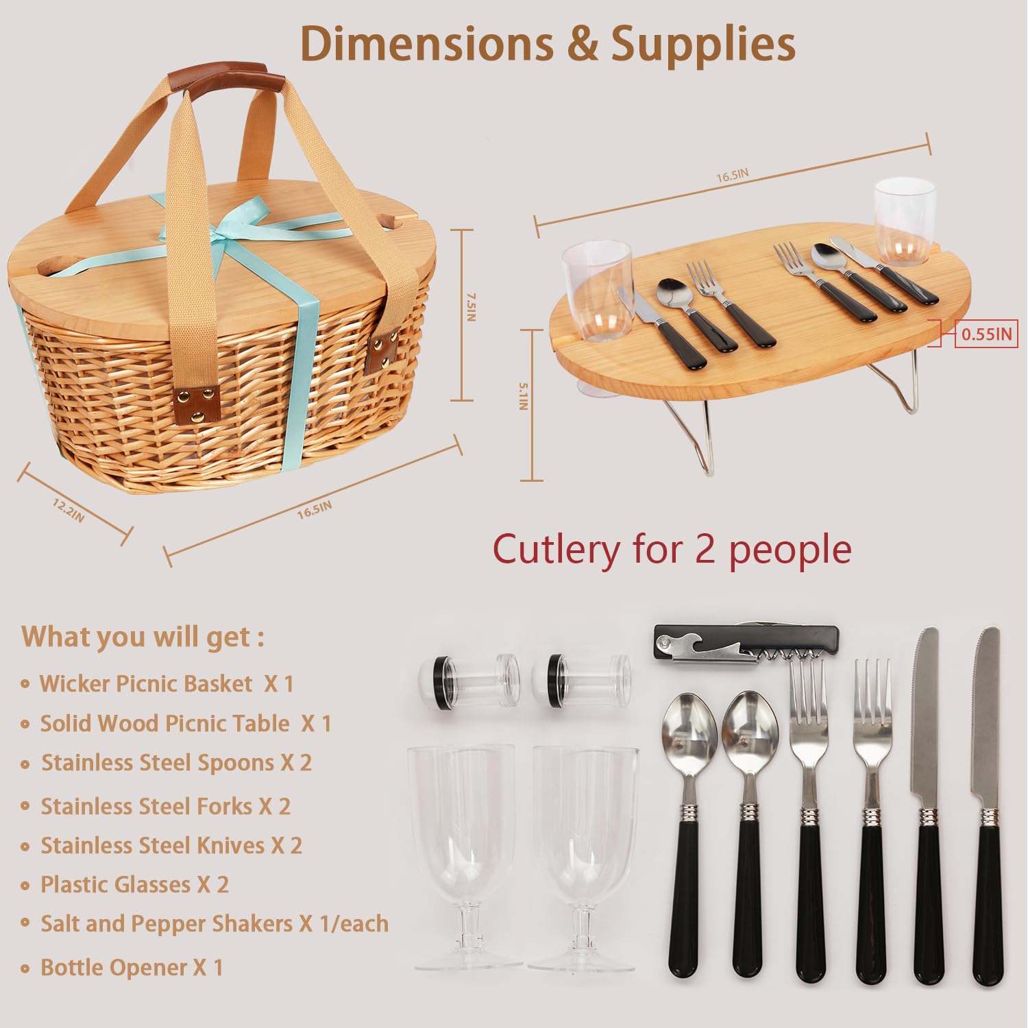Hap Tim wicker picnic basket open view