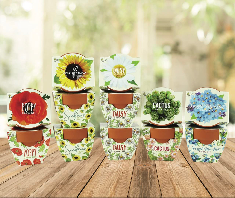 Happy child planting seeds from the BUZZY Daydream Grow Kit