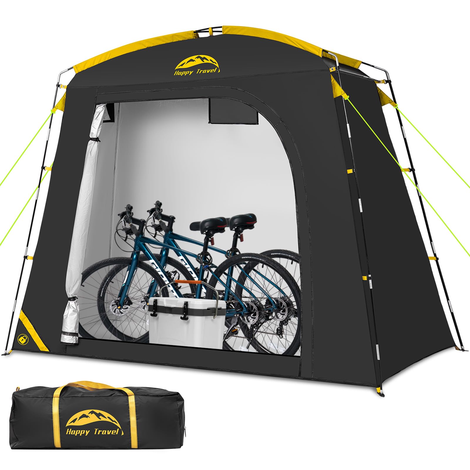 HAPPY TRAVEL Bike Storage Shed Tent front view, black
