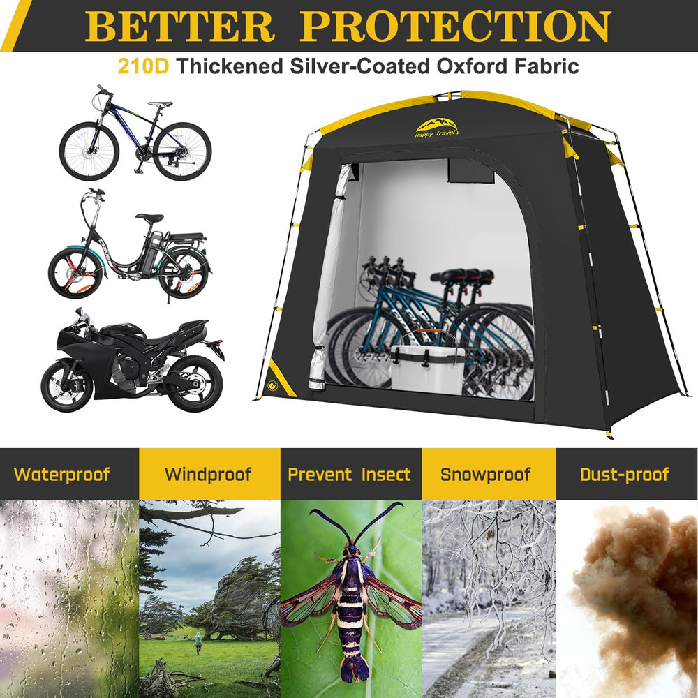 HAPPY TRAVEL Bike Storage Shed Tent with bikes inside