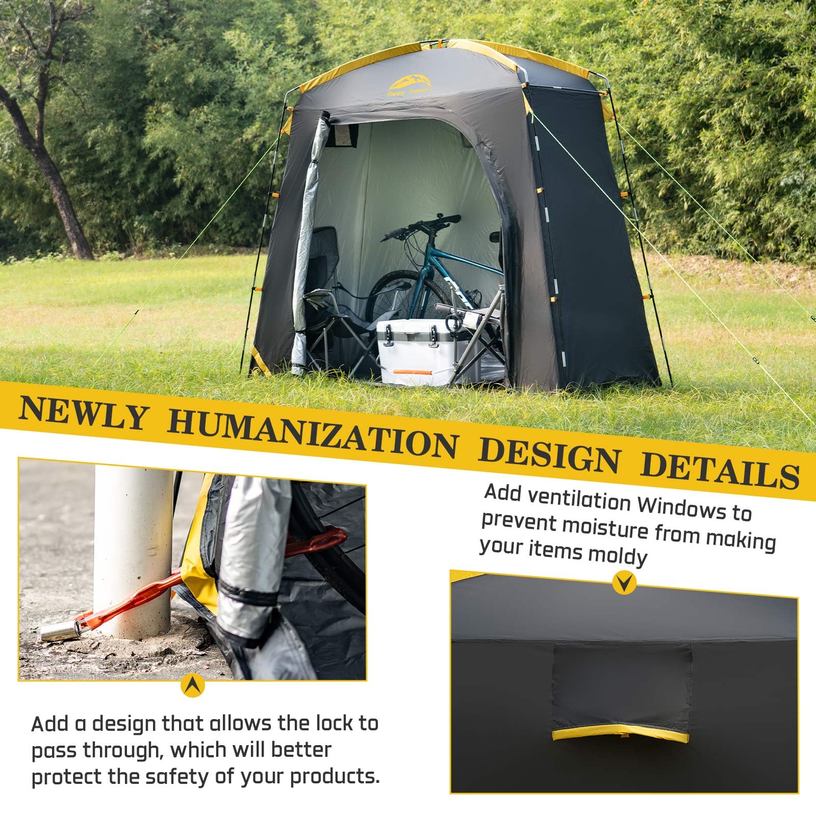 HAPPY TRAVEL Bike Storage Shed Tent with locking feature