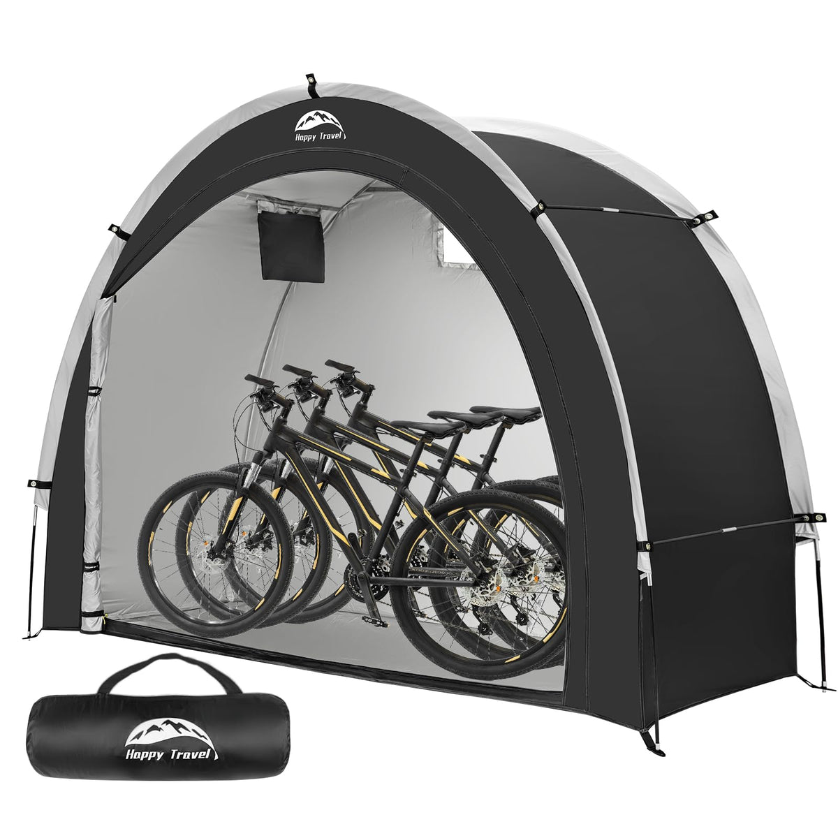 HAPPY TRAVEL Bike Storage Tent front view, black fabric