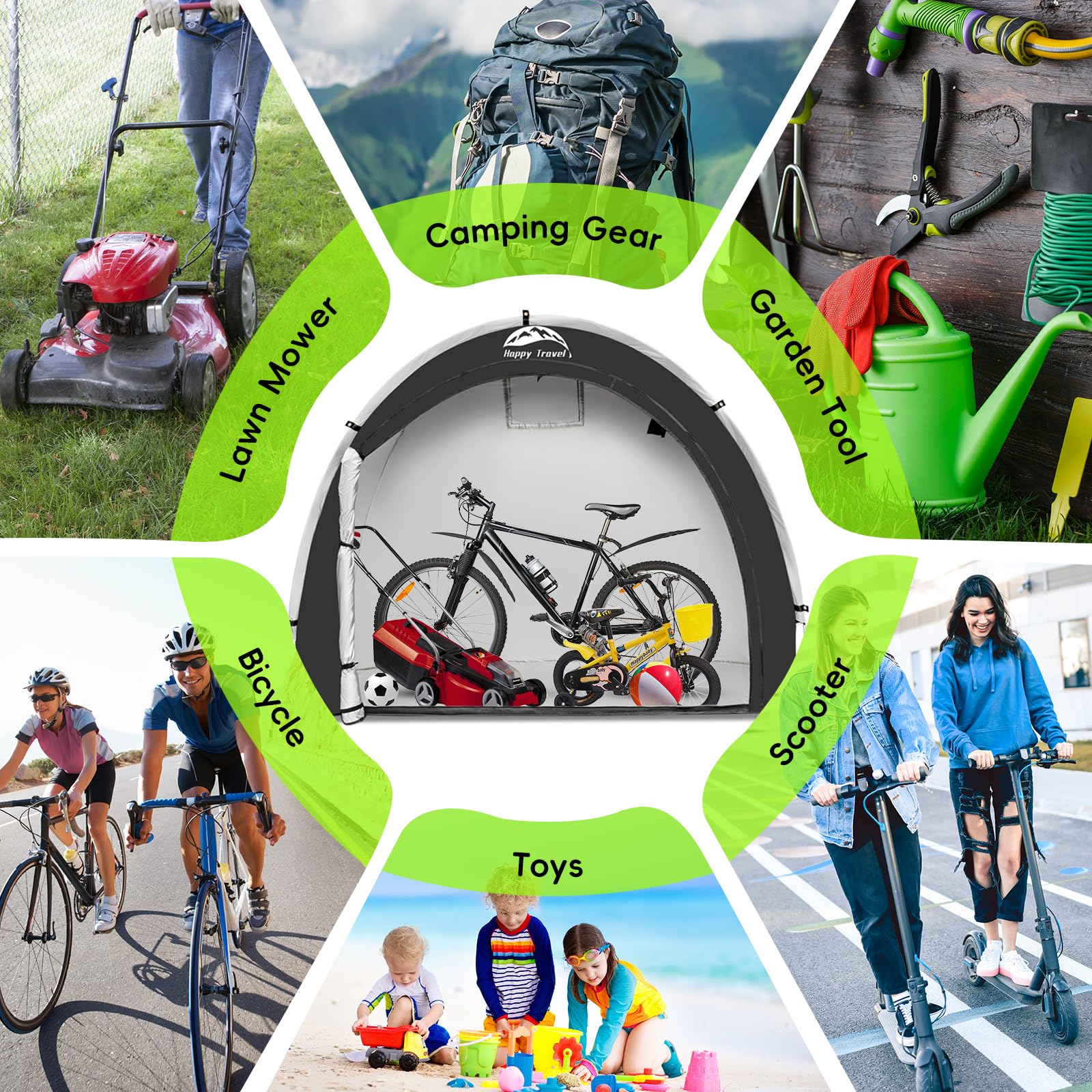 HAPPY TRAVEL Bike Storage Tent side view