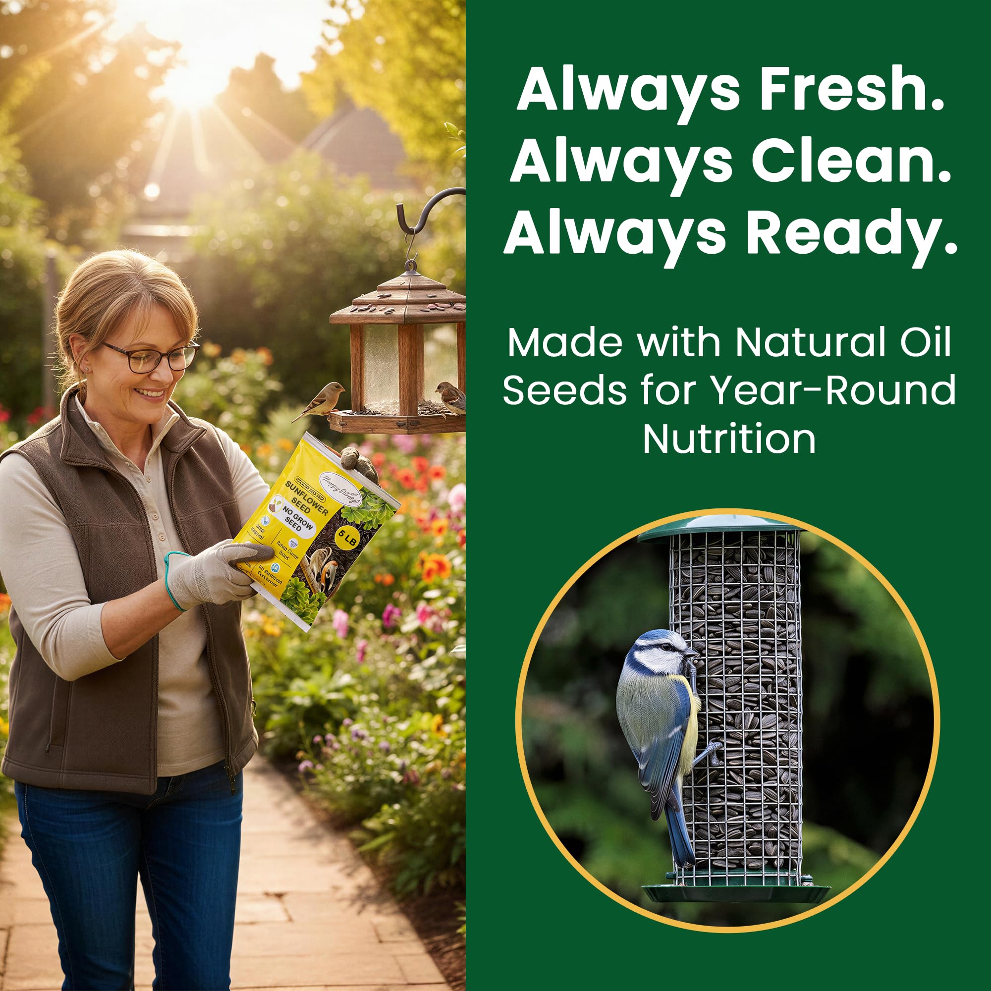 Happy Wings Black Oil Sunflower Seeds packaging side view
