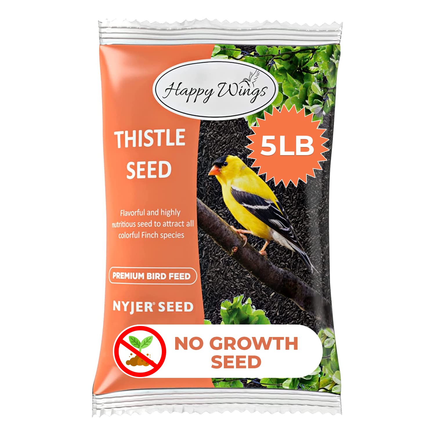 Happy Wings Thistle Seed bag with resealable feature