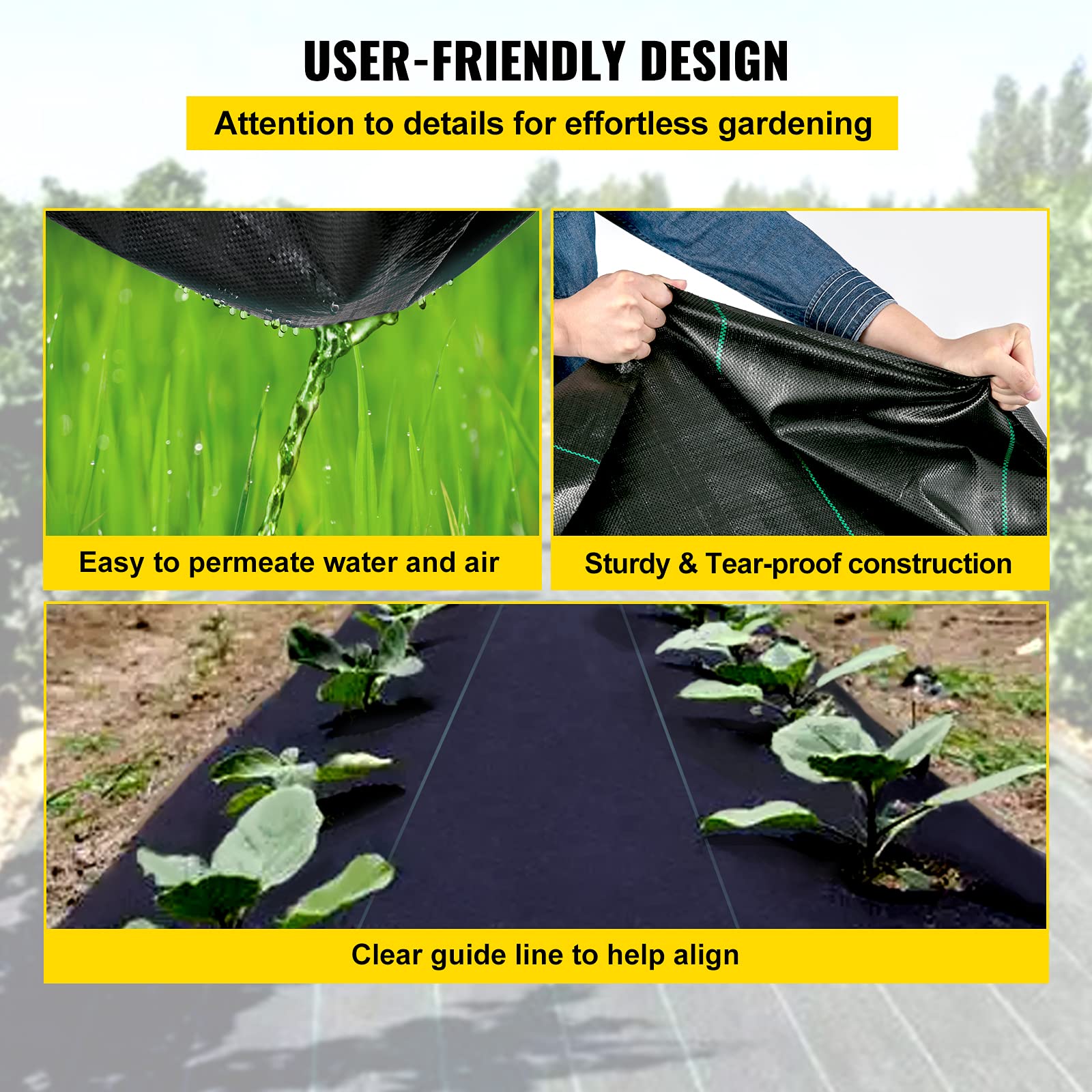 Happybuy 3FTx50FT weed barrier fabric rolled out in garden