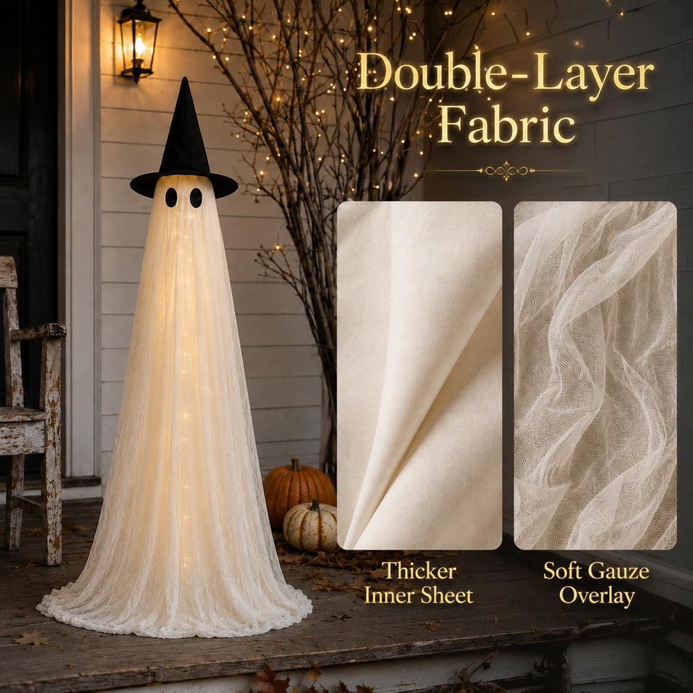 HAPPYCLUB 2.6FT lighted ghost decoration at night