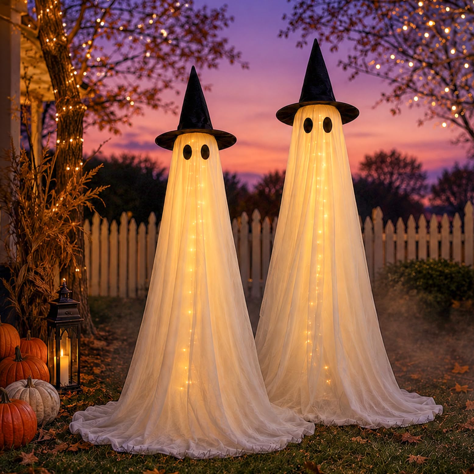 HAPPYCLUB 5FT ghosts lit up at night