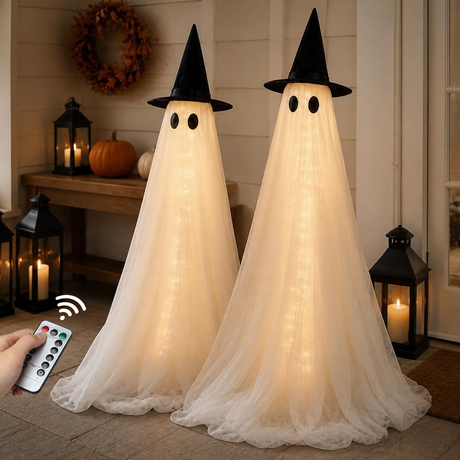 HAPPYCLUB 5FT Light Up Ghost Decor front view
