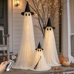 HAPPYCLUB 6FT lighted ghost decoration with witch hat