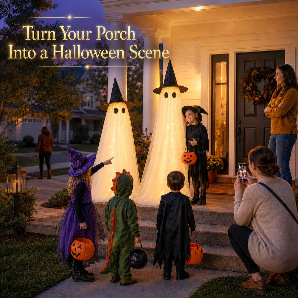 HAPPYCLUB ghost decor set in outdoor setting