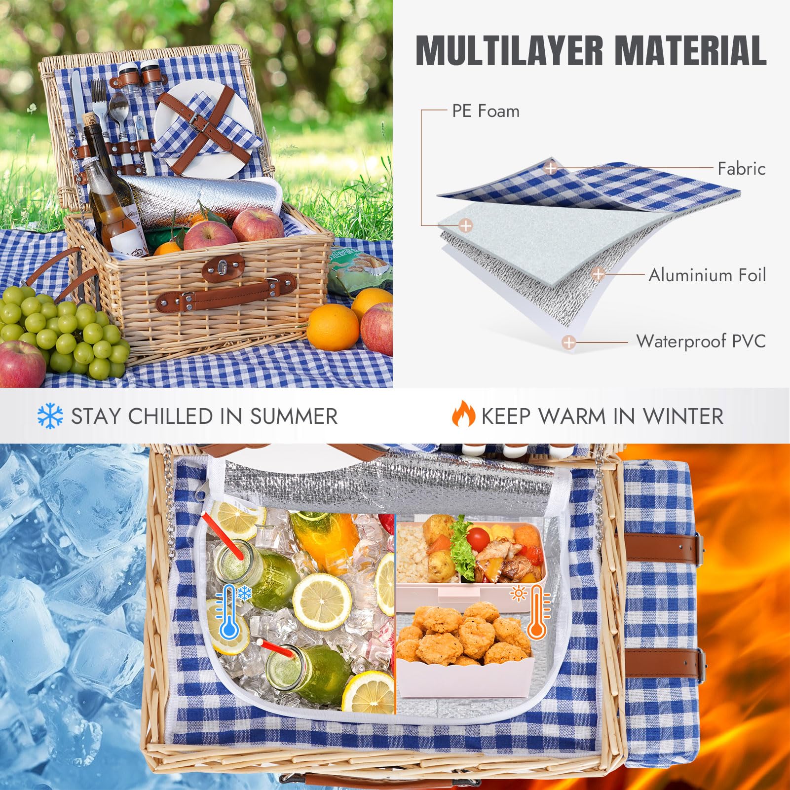 HappyPicnic picnic basket set displayed in a park setting