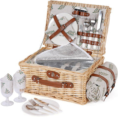 HappyPicnic picnic basket set for 2 with wicker finish