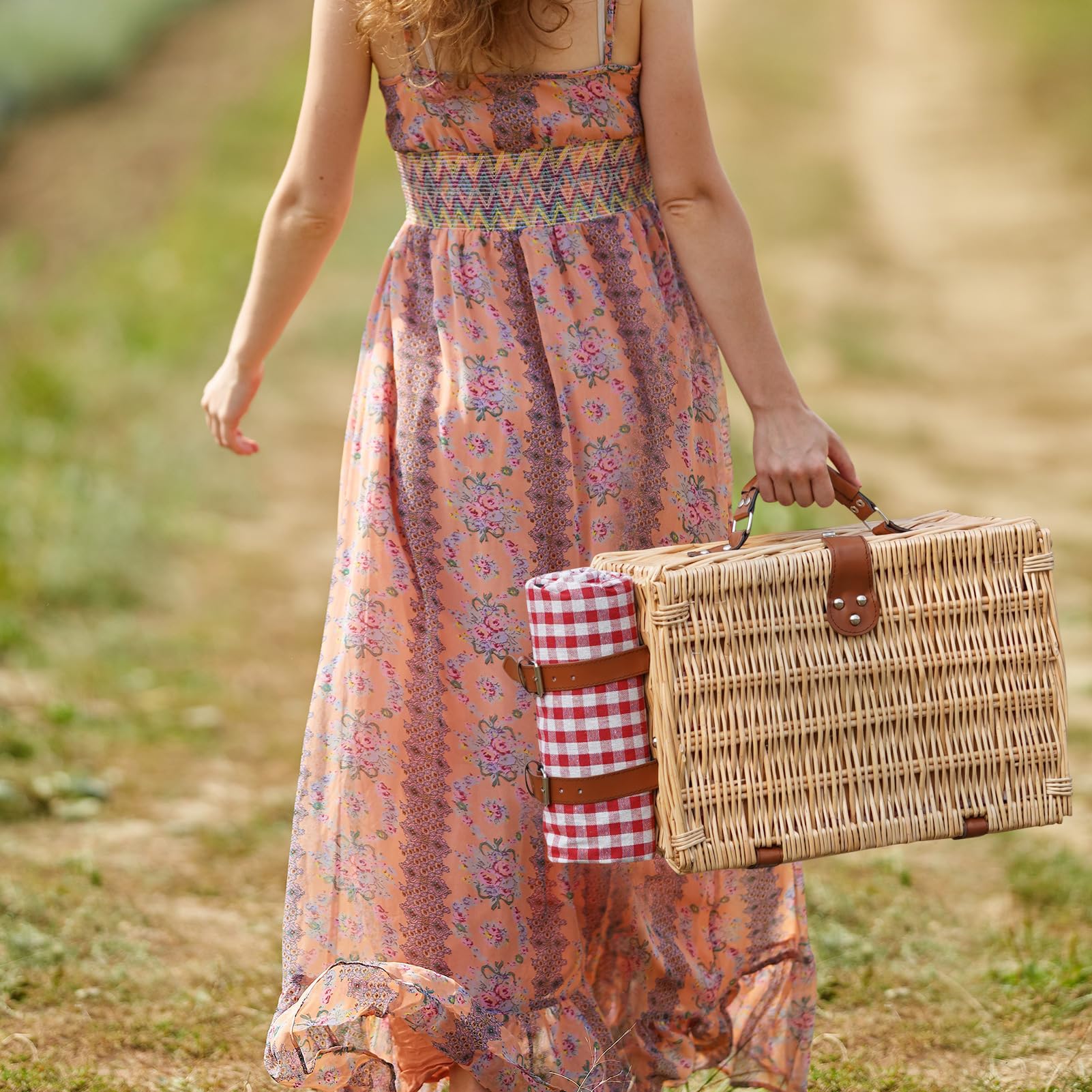 HappyPicnic picnic basket set laid out on grass