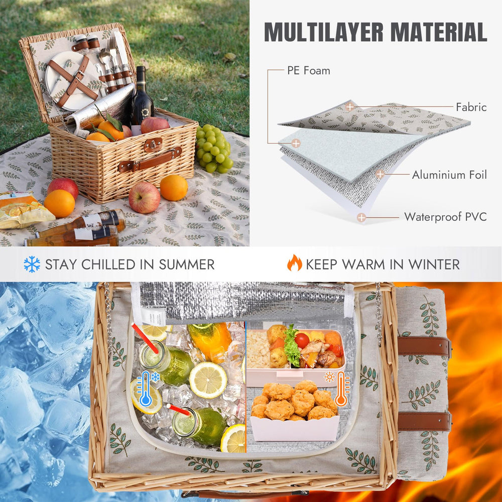 HappyPicnic picnic basket with insulated cooler compartment