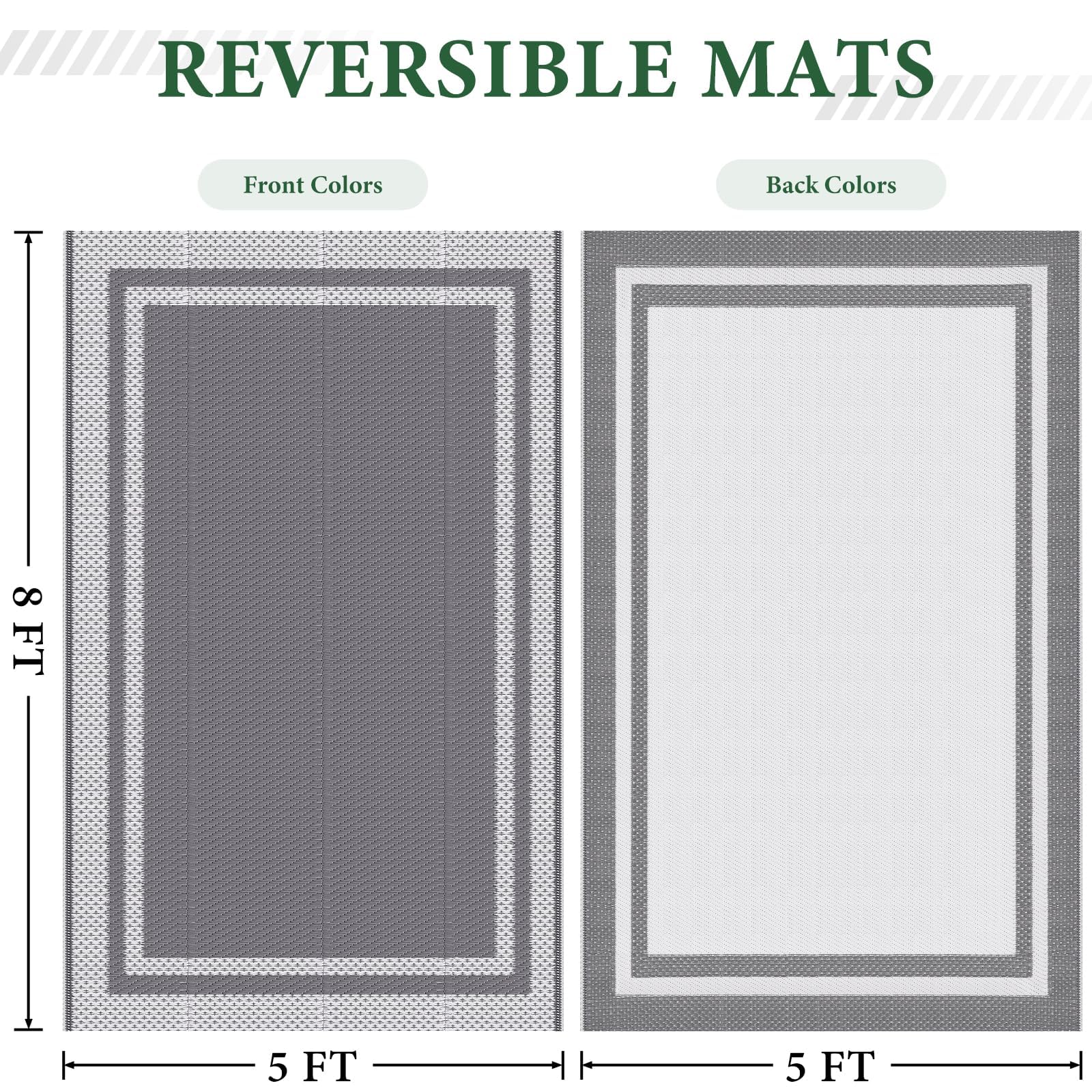 HappyTrends Outdoor Rug 5' x 8' rolled up for portability
