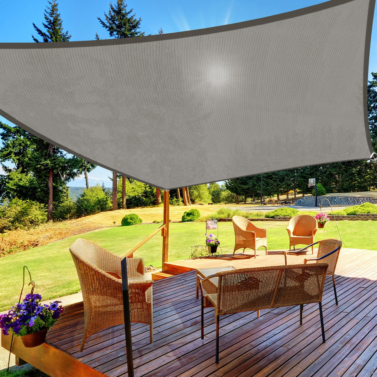 HappyTrends Sun Shade Sail 10' x 13' gray front view