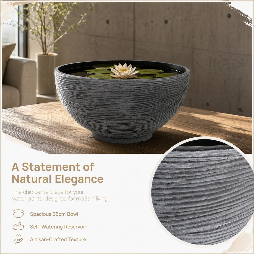 Happyyami Hydroponic Lotus Flower Pot on a desktop with decorative plants
