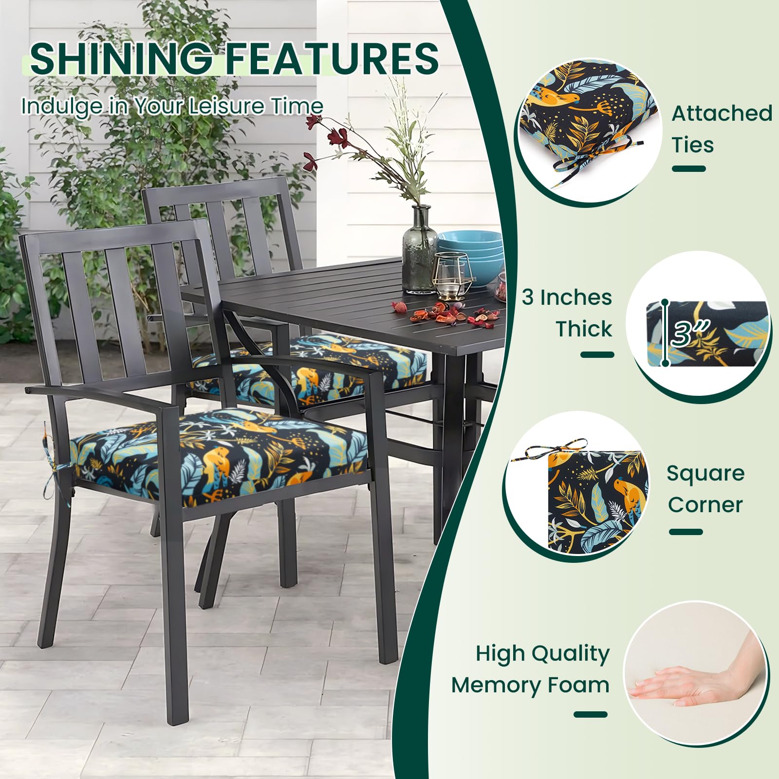 HARBOREST Outdoor Chair Cushion showing water-resistant fabric