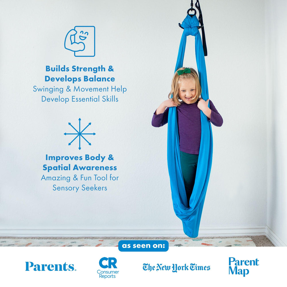 Harkla Sensory Swing demonstrating hug-like calming effect