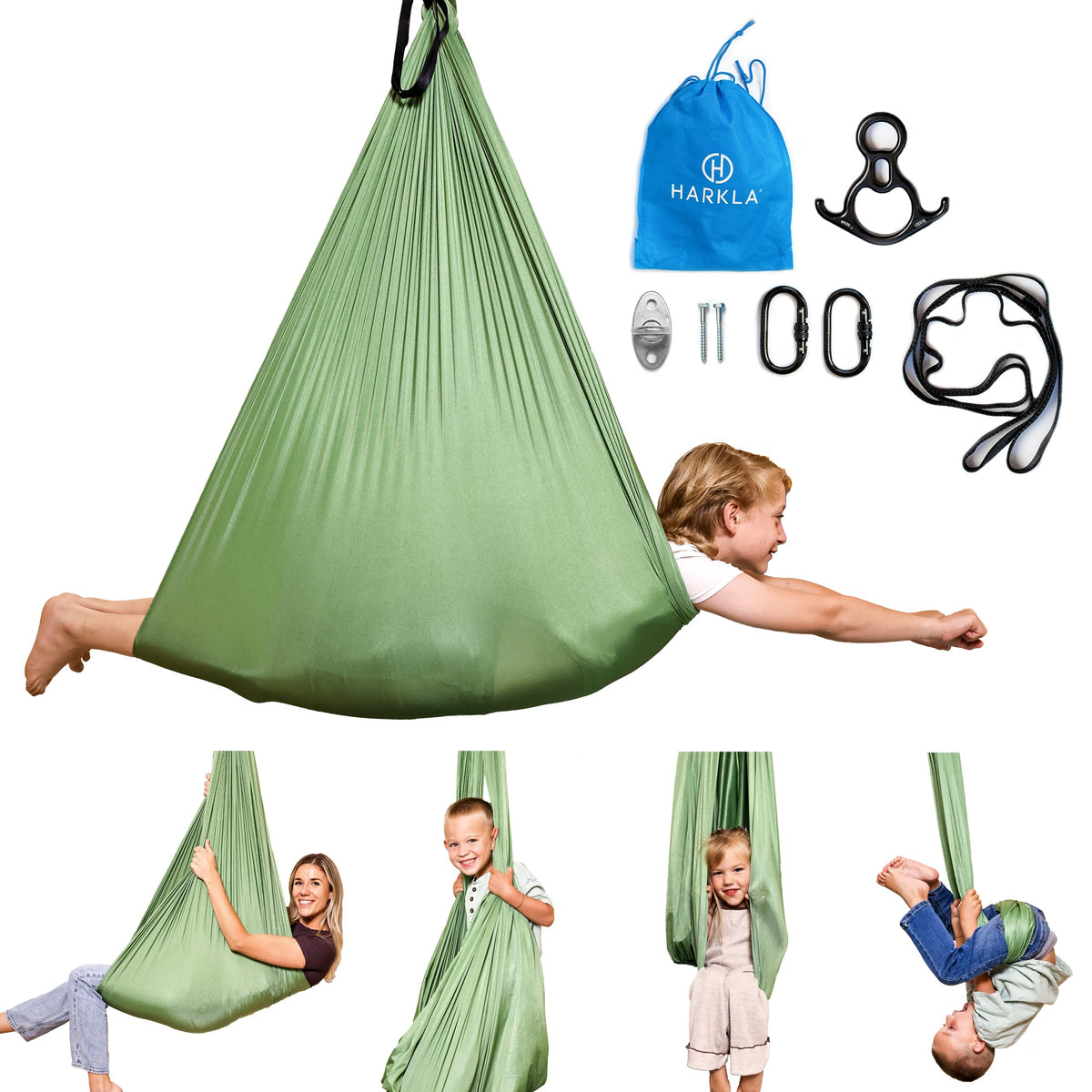 Harkla Sensory Swing front view in green