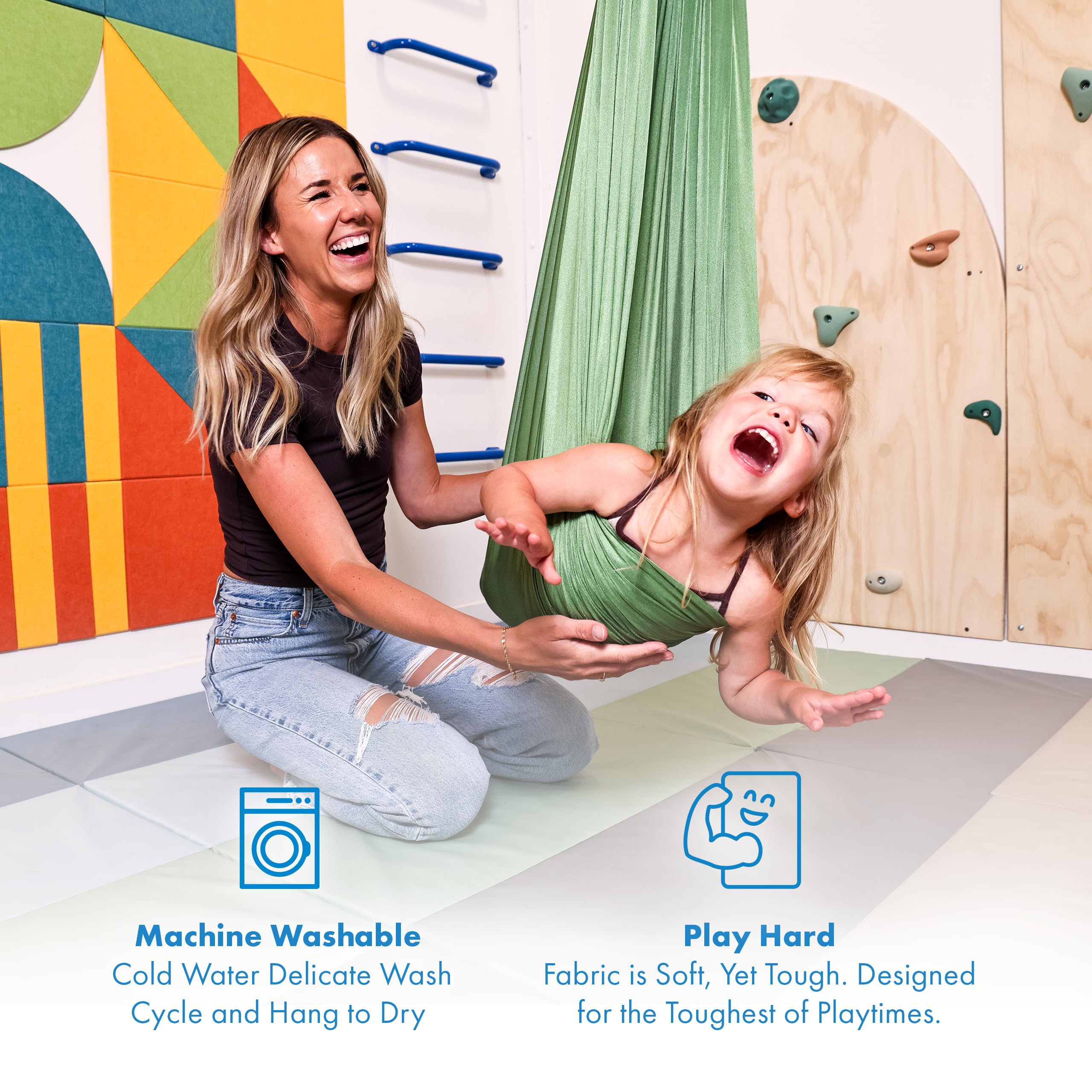 Harkla Sensory Swing in a cozy indoor setting