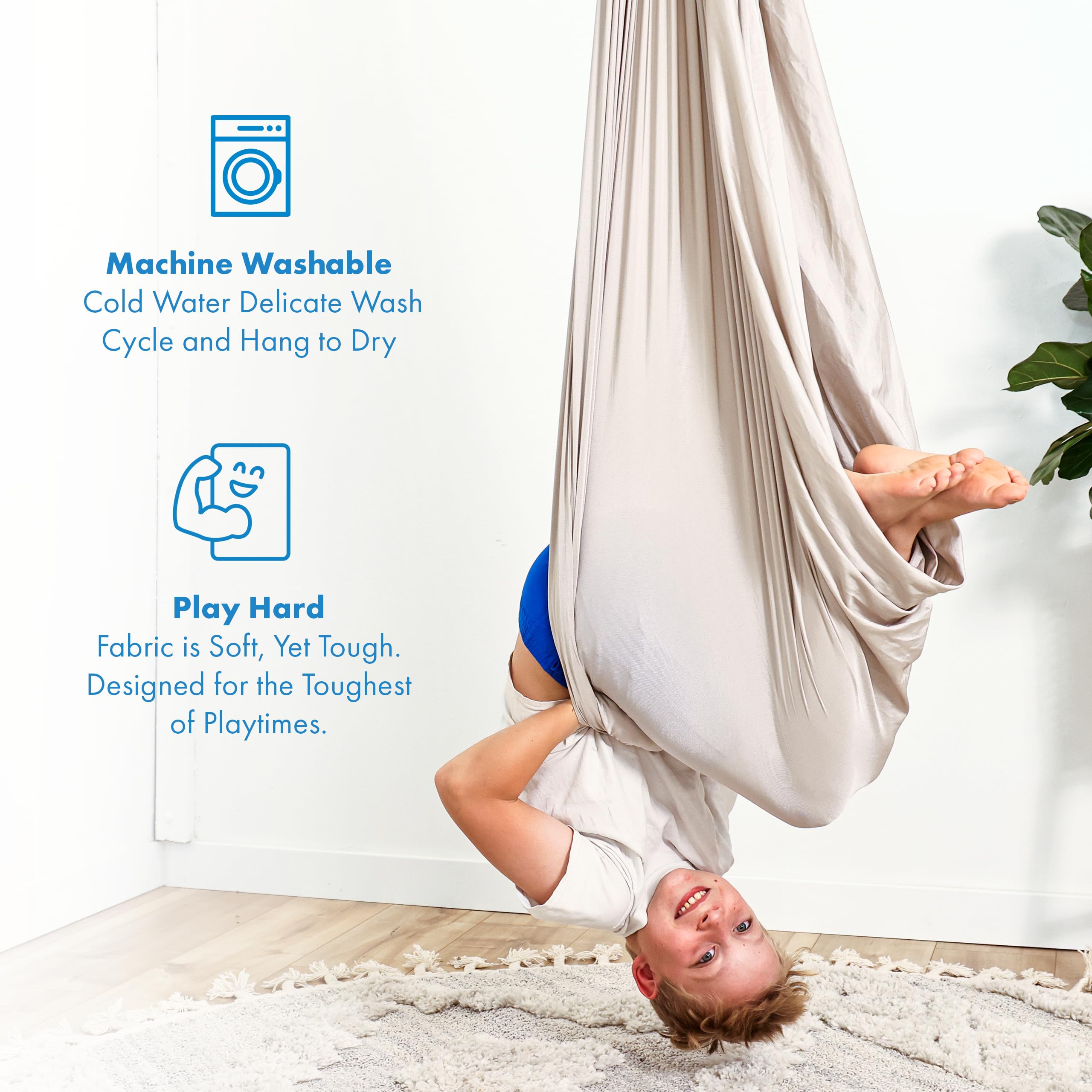 Harkla Sensory Swing in a cozy indoor setting
