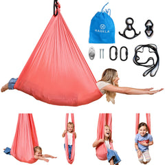 Harkla Sensory Swing pink model front view with 360° swivel