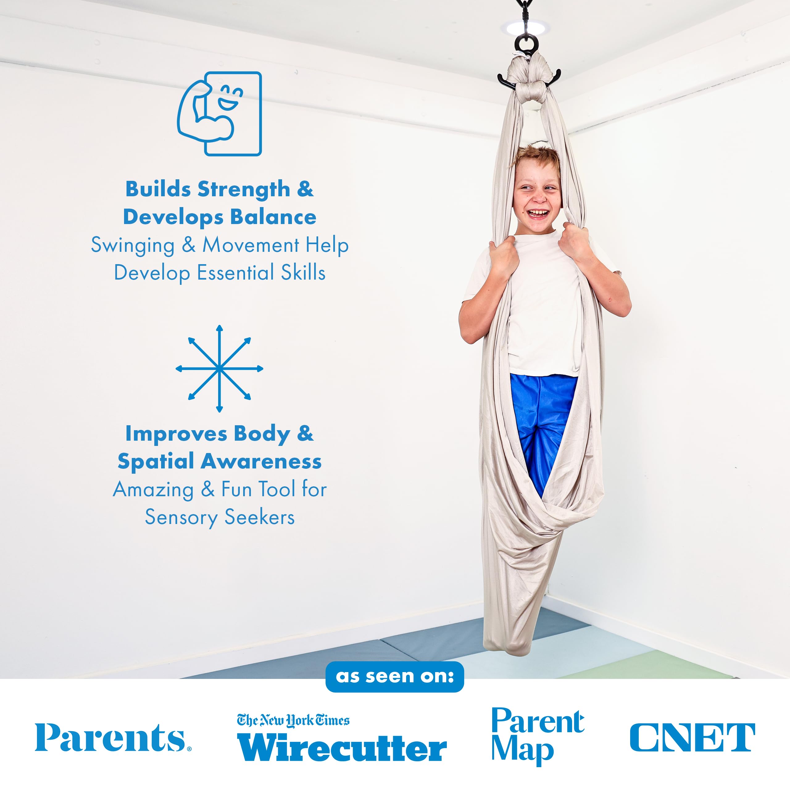 Harkla Sensory Swing showing 110" length