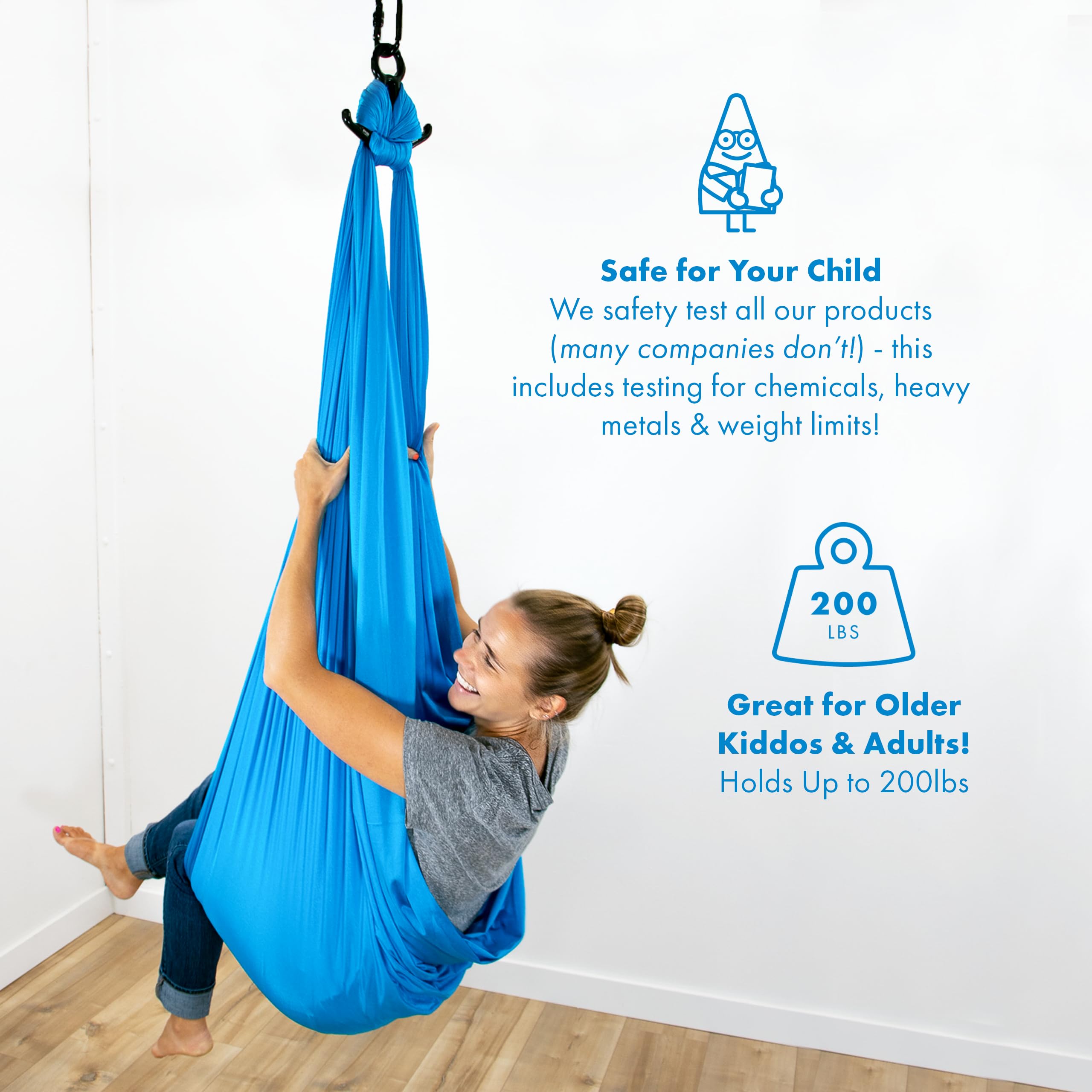 Harkla Sensory Swing showing heavy-duty hardware for installation