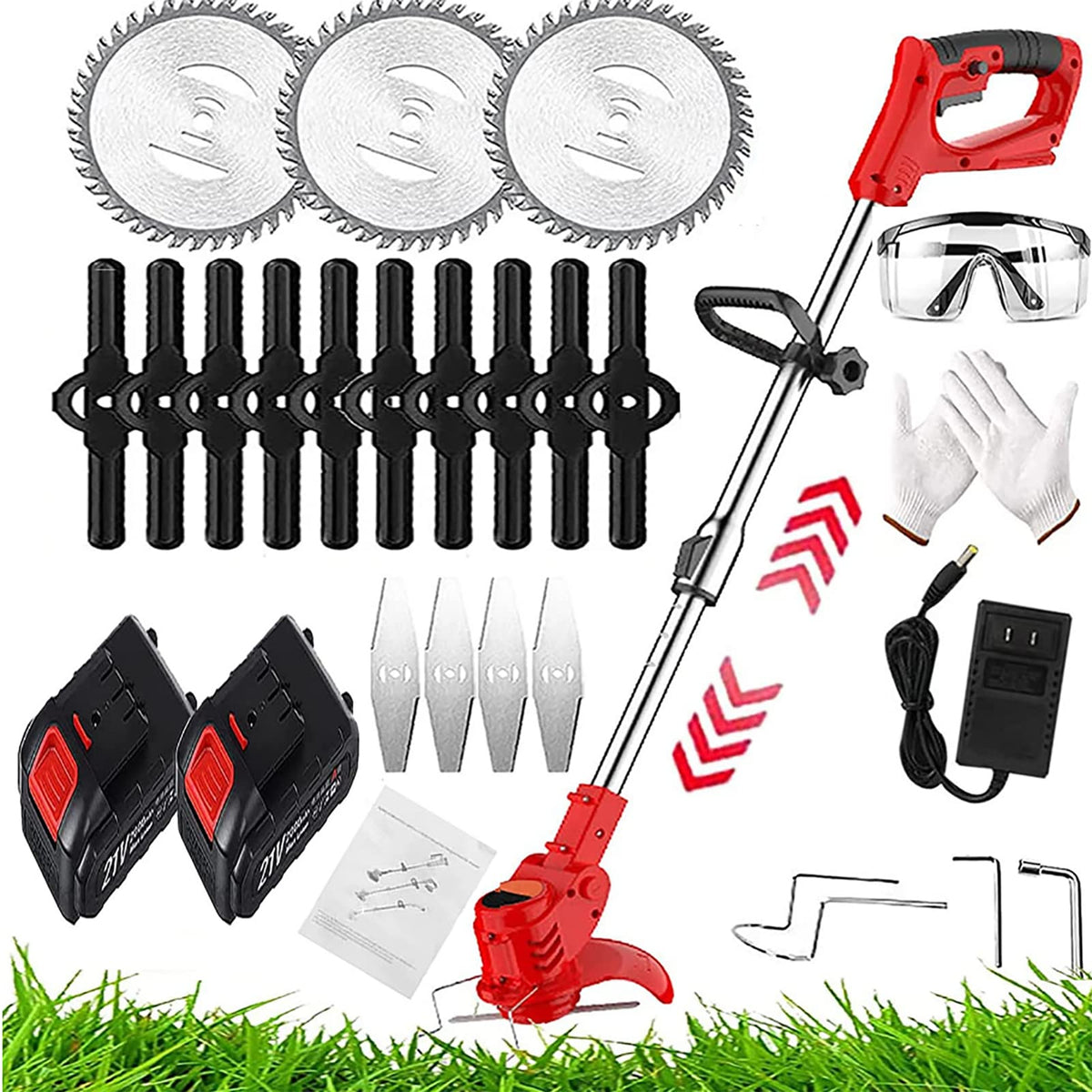 harmkrola Electric Weed Wacker front view with red finish