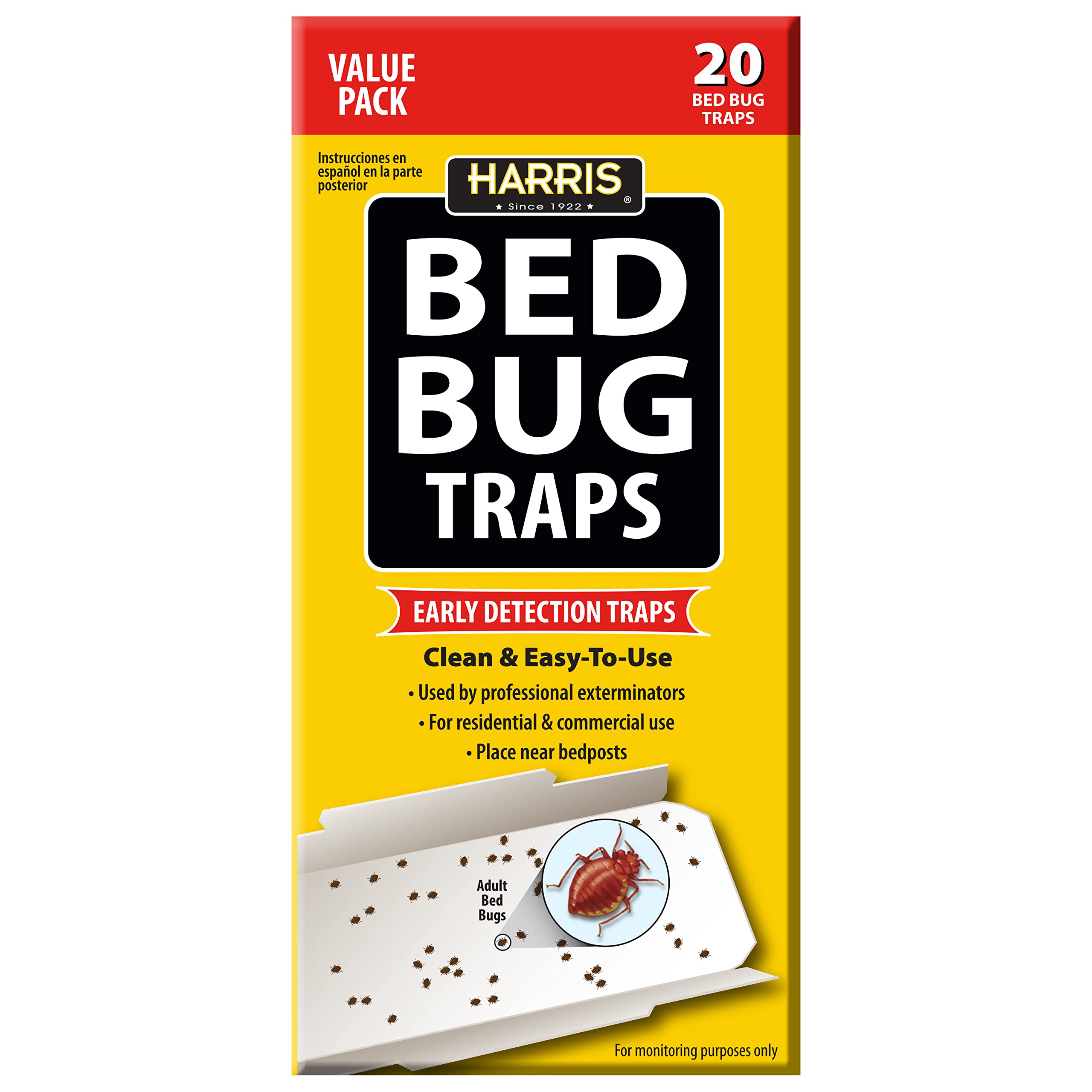 HARRIS Bed Bug Trap front view, white color, 20 pack