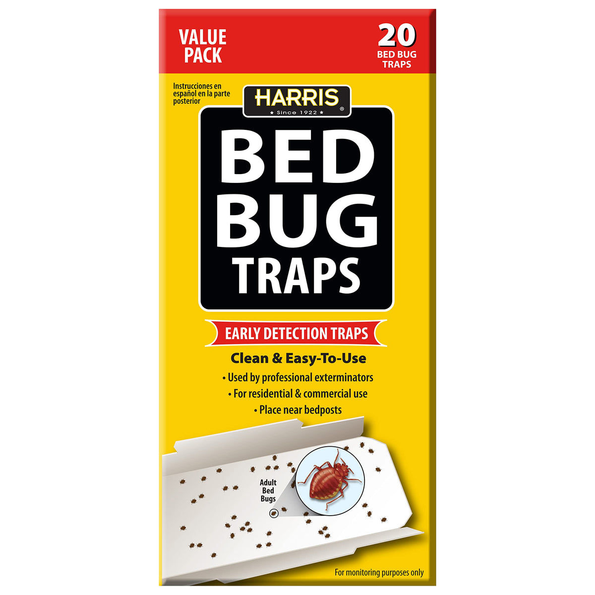 HARRIS Bed Bug Trap front view, white color, 20 pack