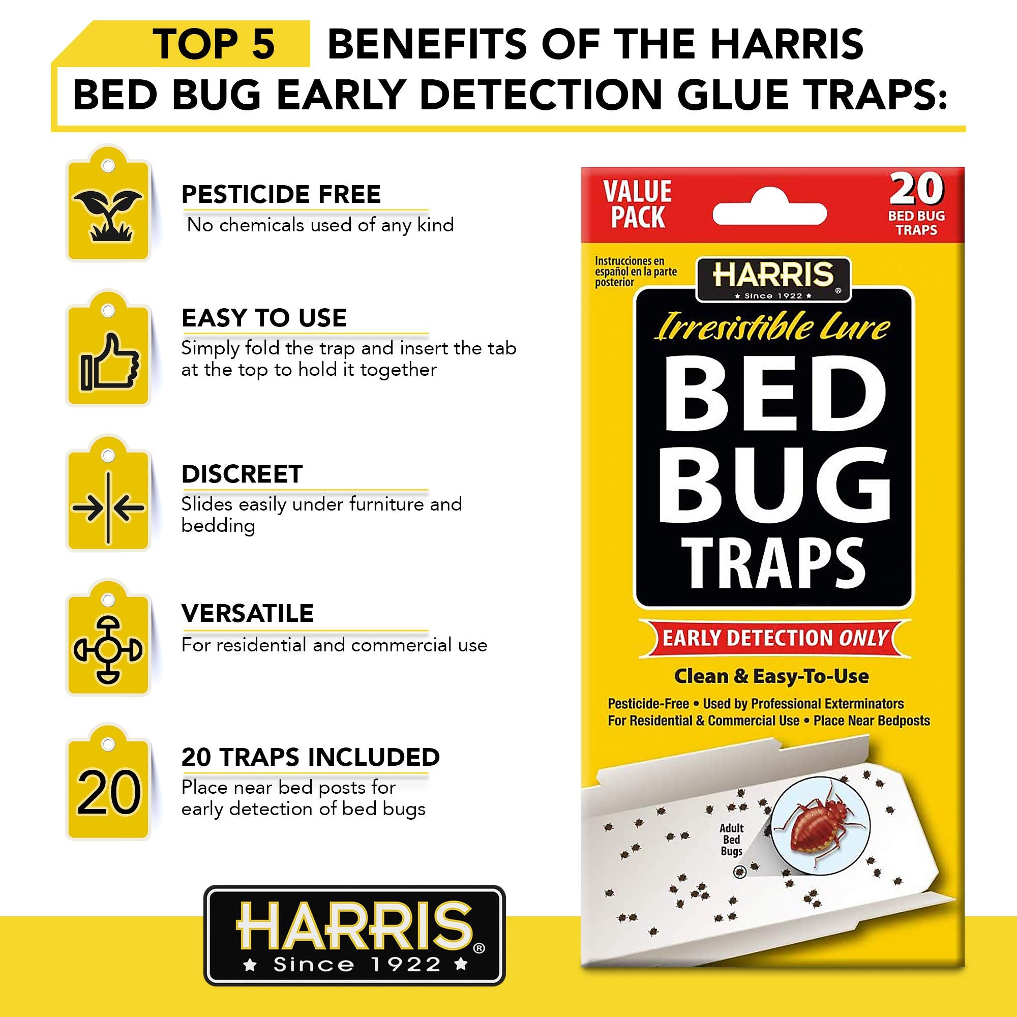 HARRIS Bed Bug Trap placed under a bed