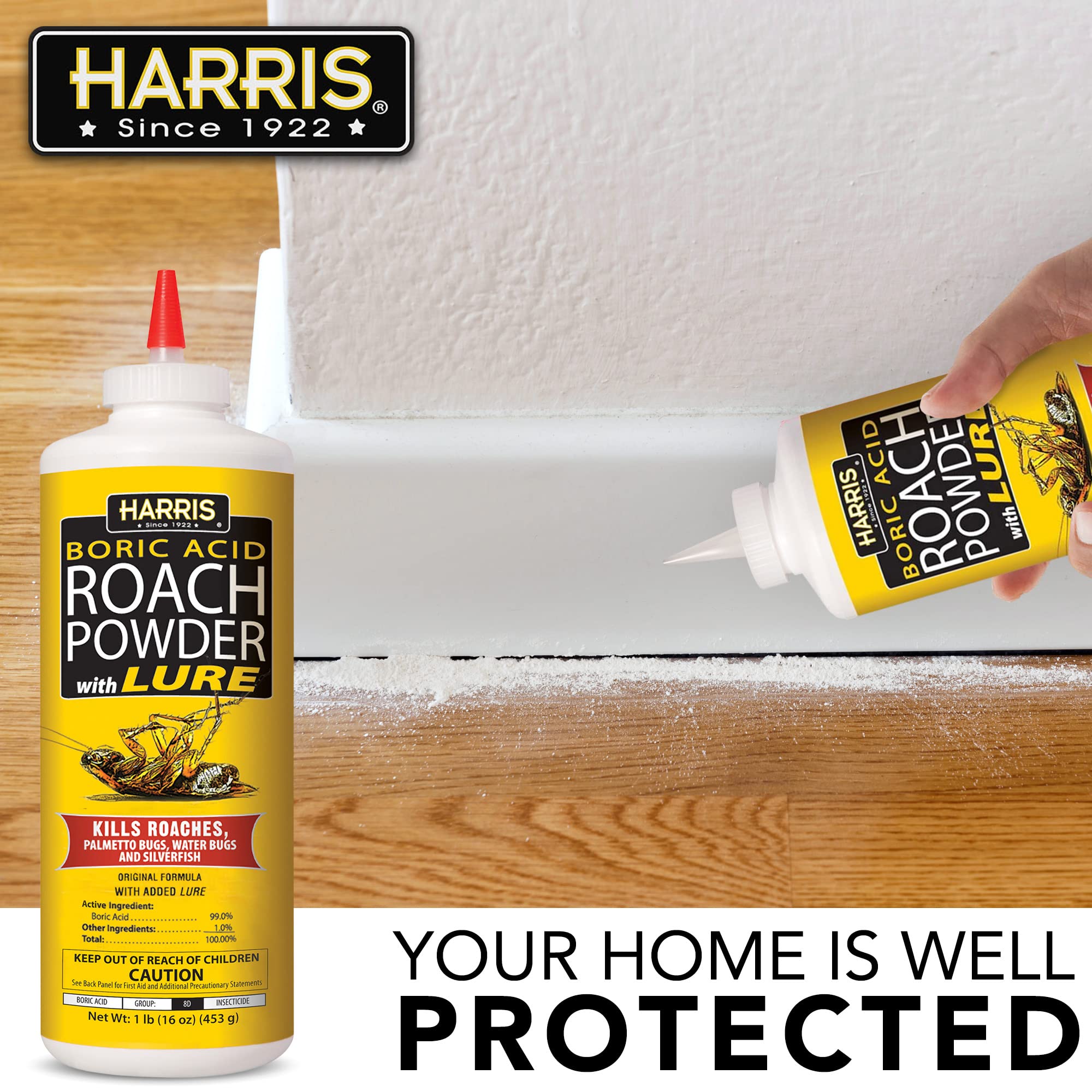 HARRIS Boric Acid Roach Killer Powder with puffer bottle