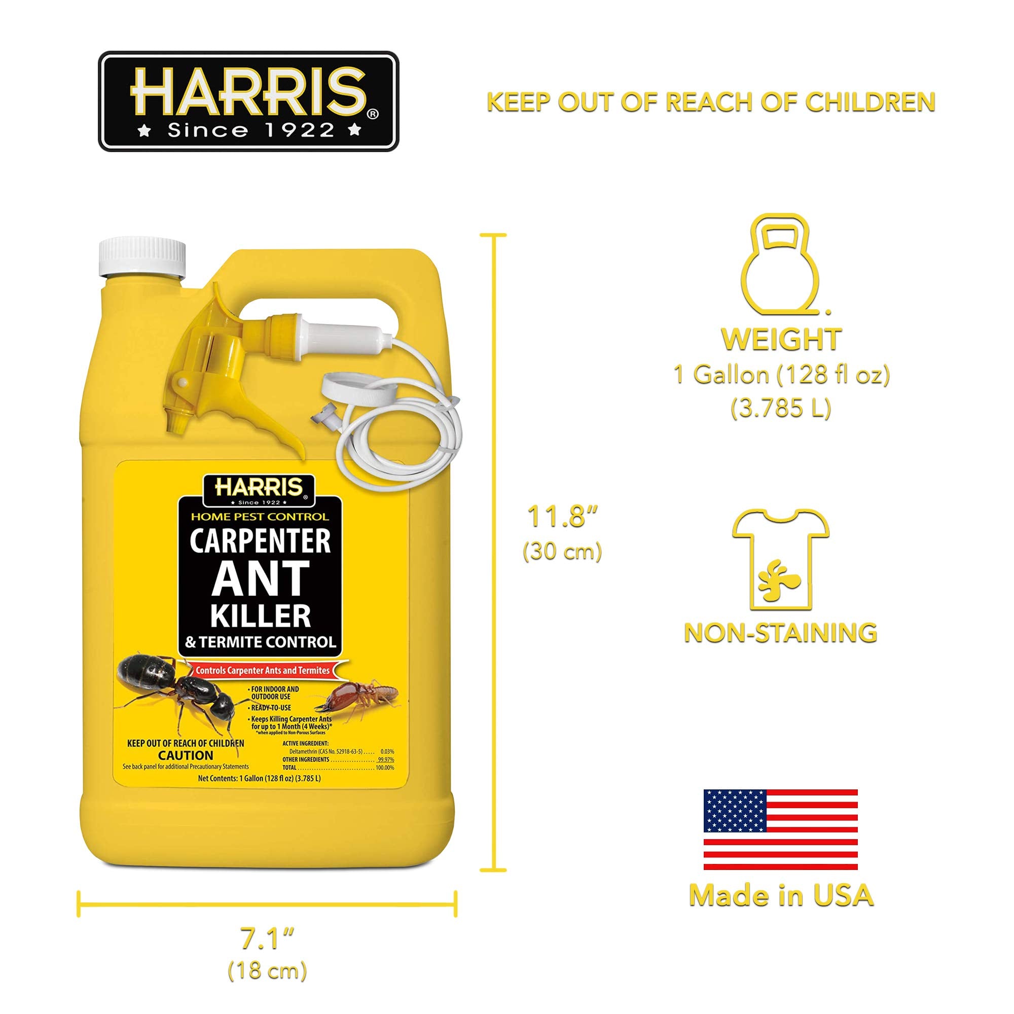 HARRIS Carpenter Ant Killer bottle on a garden table