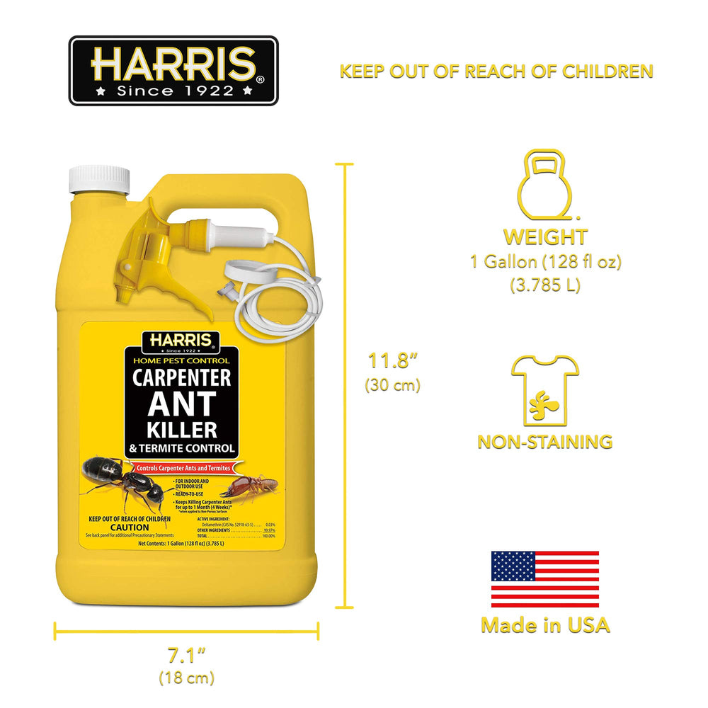 HARRIS Carpenter Ant Killer bottle on a garden table