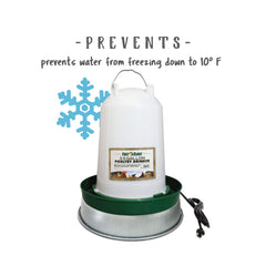 Harris Farms Heated Poultry Drinker Base in outdoor setting