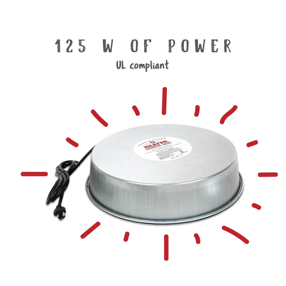 Harris Farms Heated Poultry Drinker Base side view with waterer